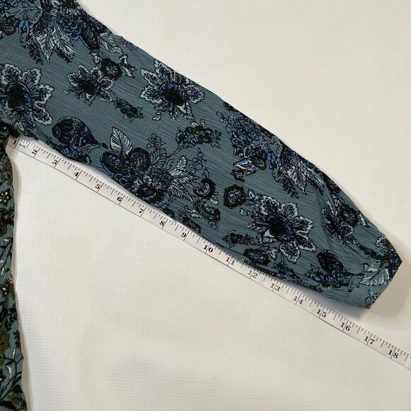 Free People Dress Womens Medium Lucky Loosey Mini Tunic Blue Paisley Floral Boho - Picture 8 of 11